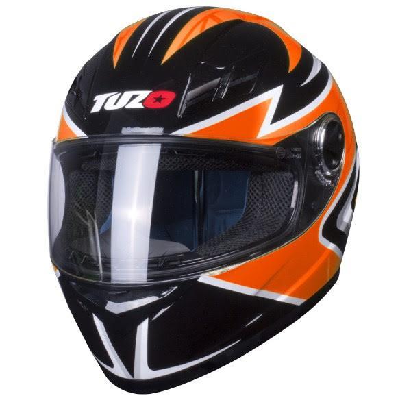 NEW Tuzo Ghost Motorcycle Crash Helmet ECE With Orange Graphic Design